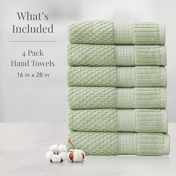 NY Loft 100% Cotton Hand Towel 6 Pack Hand Towel Set | Super Soft & Absorbent - Image 2