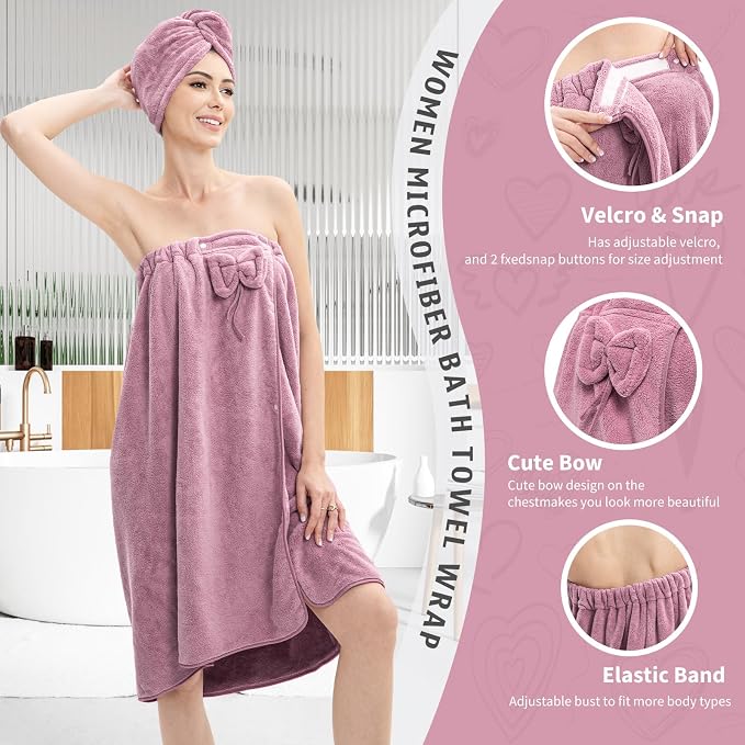 Bath Wrap Towels for Women – Adjustable Spa Shower Wrap - Image 3