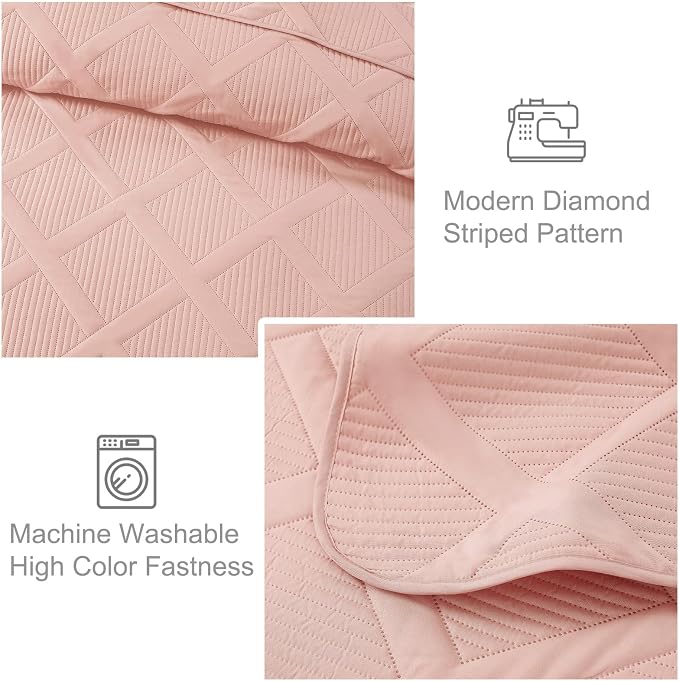 Exclusivo Mezcla King Quilt Set- Blush Pink Quilts Bedding Set - Image 4