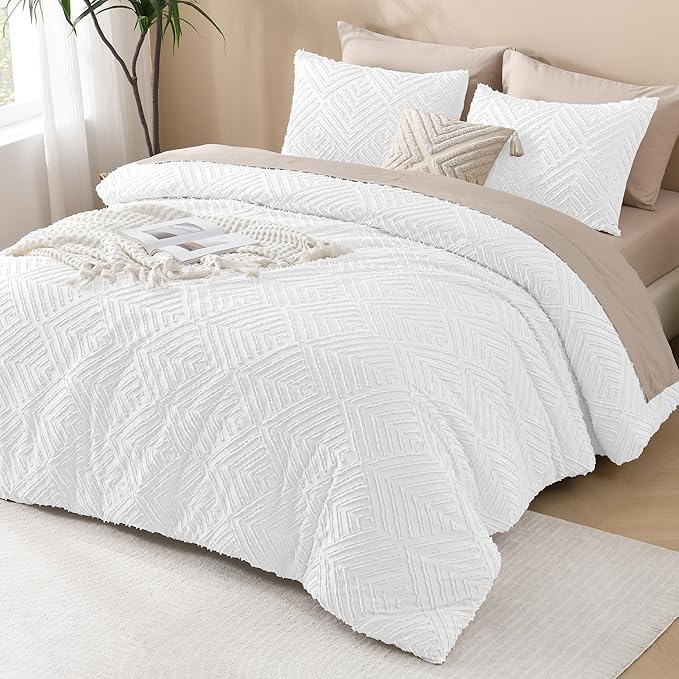 Andency White Comforter Full Size, 3 Pieces Boho Lightweight Fluffy Bedding - Image 6