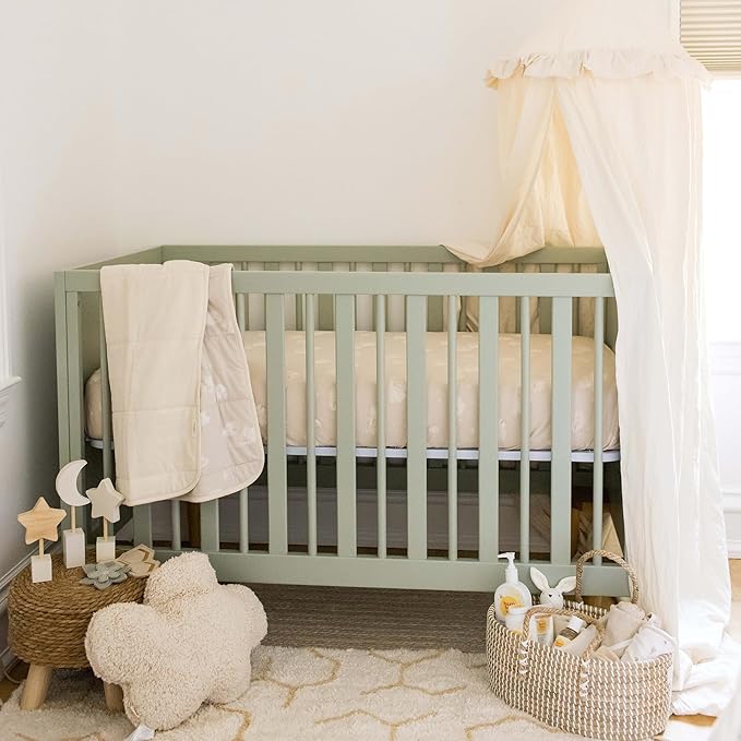 Burt's Bees Baby Essential Organic Cotton Fitted Crib Sheet, Breathable - Image 3