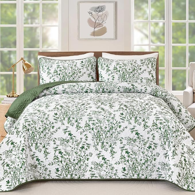 WONGS BEDDING Quilt King Size, Botanical Quilt by WONGSBEDDING