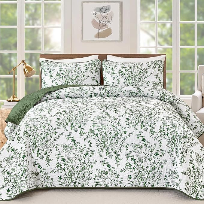 WONGS BEDDING Quilt Queen Size, Botanical Quilts by WONGSBEDDING