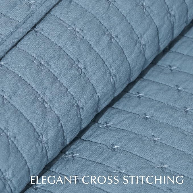 EVERGRACE x Kinsey Walsh Cross Stitch Pre-Washed Cotton Quilt Bedding Set Queen - Image 3