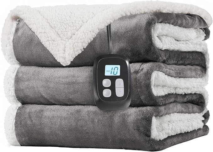 LaffyLo Electric Heated Blanket Twin Size 62 x 84, Fast Heating Blanket by LAFFYLO