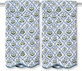Ridhi Block Print Light Steel Blue Cotton Spa/Beach Towel 27"x54" Set of 2 by Ridhi