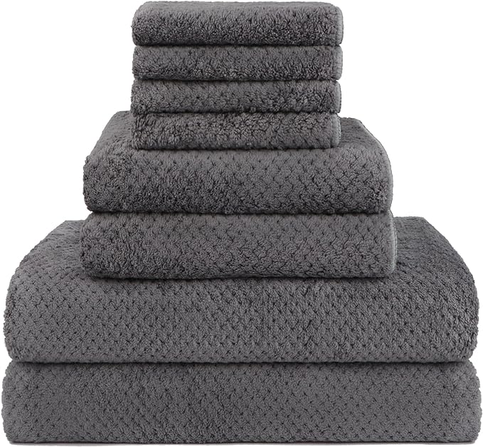 HOMEXCEL 8 Piece Bath Towel Set, Microfiber Bathroom Towel by HOMEXCEL