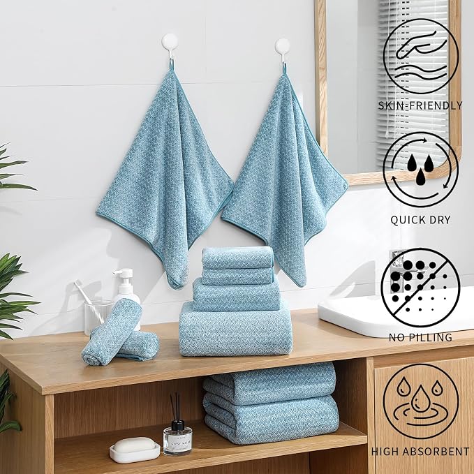 Ultra Soft Bath Towel Set, 12 Piece Family Bathroom Towels Set - Image 3