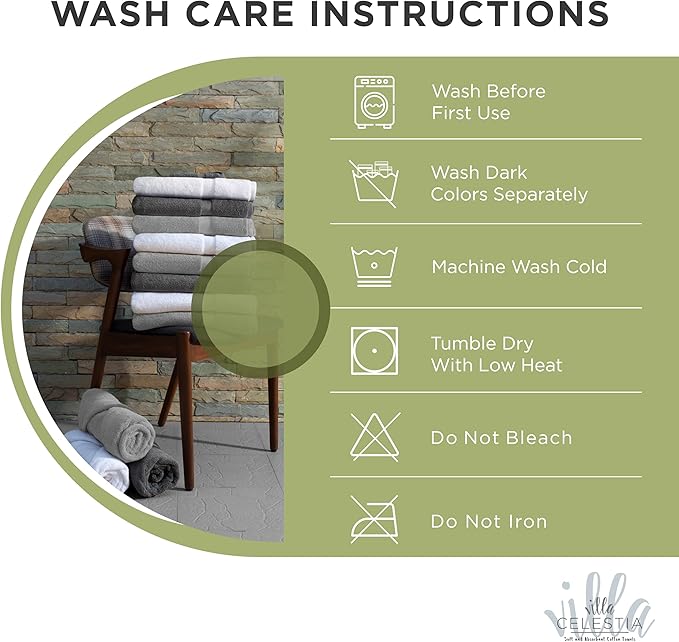 100% Cotton Bath Towel Set of 24-6 Bath Towels, 6 Hand Towels, 12 Wash Cloths - Image 6