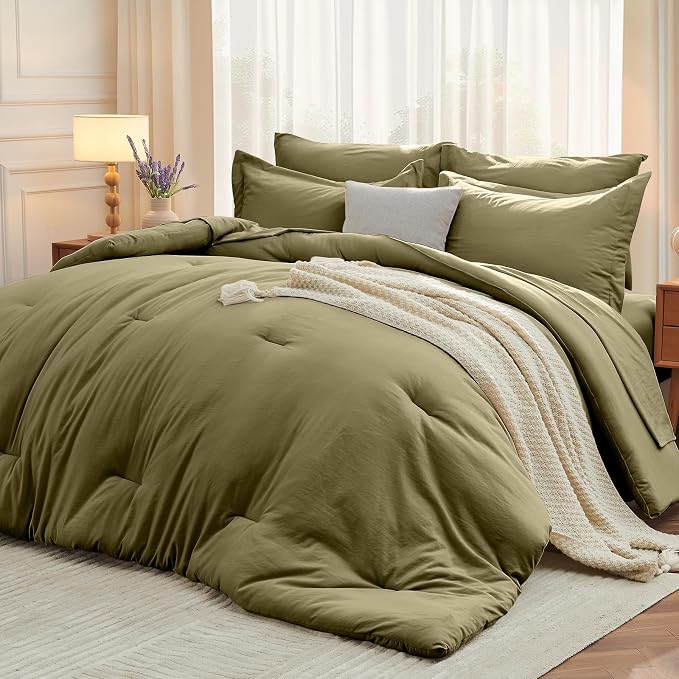 MUXHOMO 7 Pieces Full Comforter Set, Soft Bed in a Bag Full Size, All Season by MUXHOMO