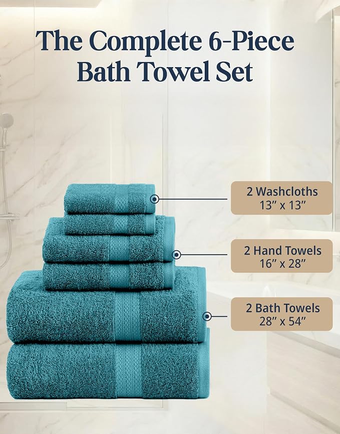 LANE LINEN Luxury Cotton Bath Towel Set of 6 - Image 4