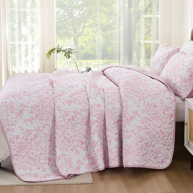 WONGS BEDDING Quilt King Size, Botanical Quilt - Image 3