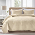 FLYMME Beige Twin Quilt Bedding Set Thin Lightweight Bedspreads, Modern Style by FLYMME