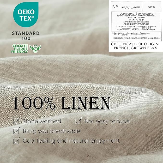 Simple&Opulence 100% Linen Duvet Cover Set 2pcs Basic Style Natural French - Image 2