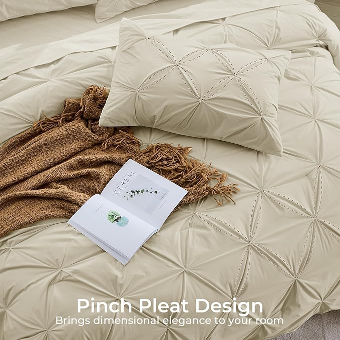 Sasttie Full Size Comforter Set, 7-Piece Bed in a Bag Double, Pintuck Bedding - Image 4