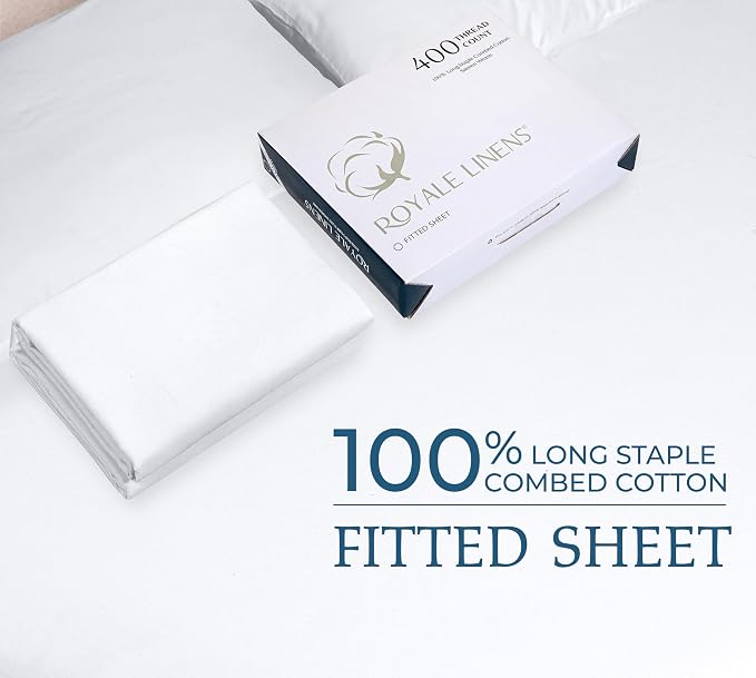 Royale Linens 400 Thread Count 100% American Grown Cotton Fitted Sheet King Size - Image 9