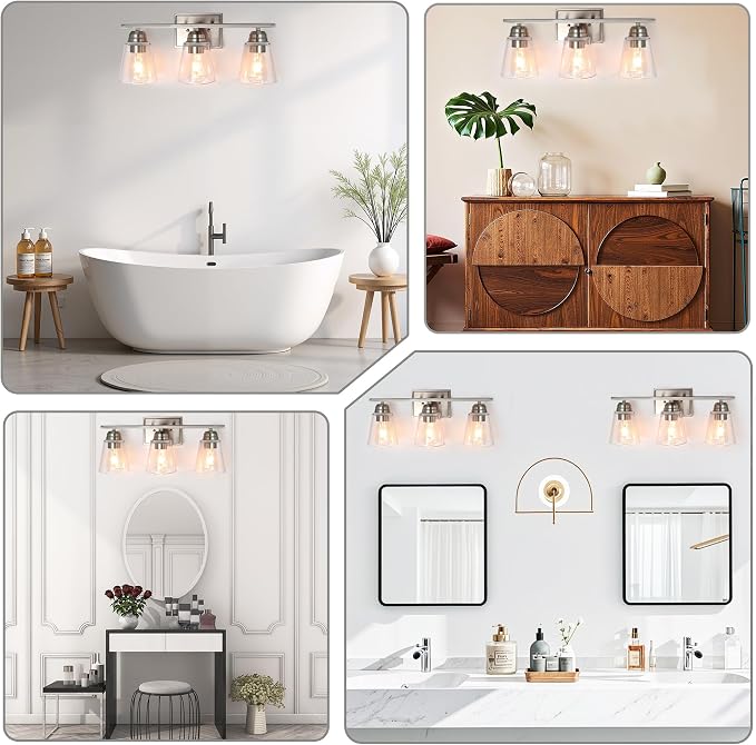 hykolity 3-Light Bathroom Vanity Light, 5-Piece All-in-One Bathroom Set - Image 7