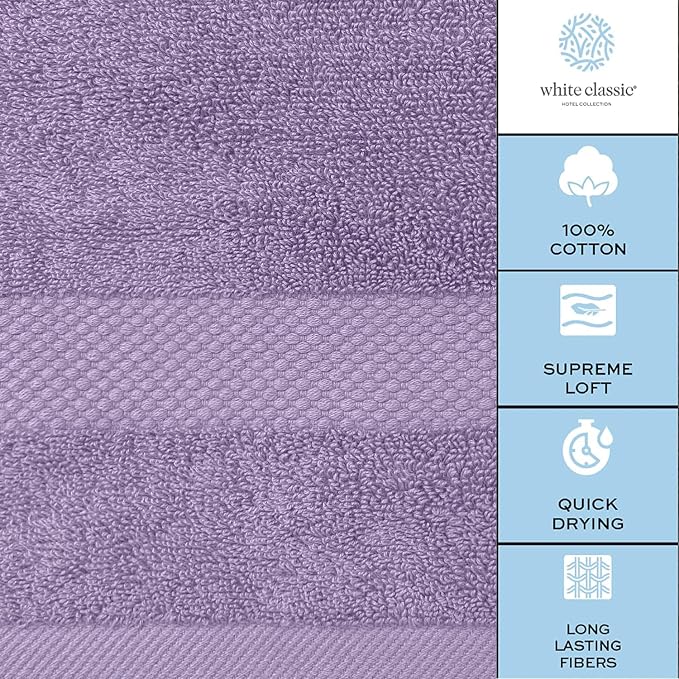 White Classic Luxury Bath Towels Set of 4 Large - Image 6