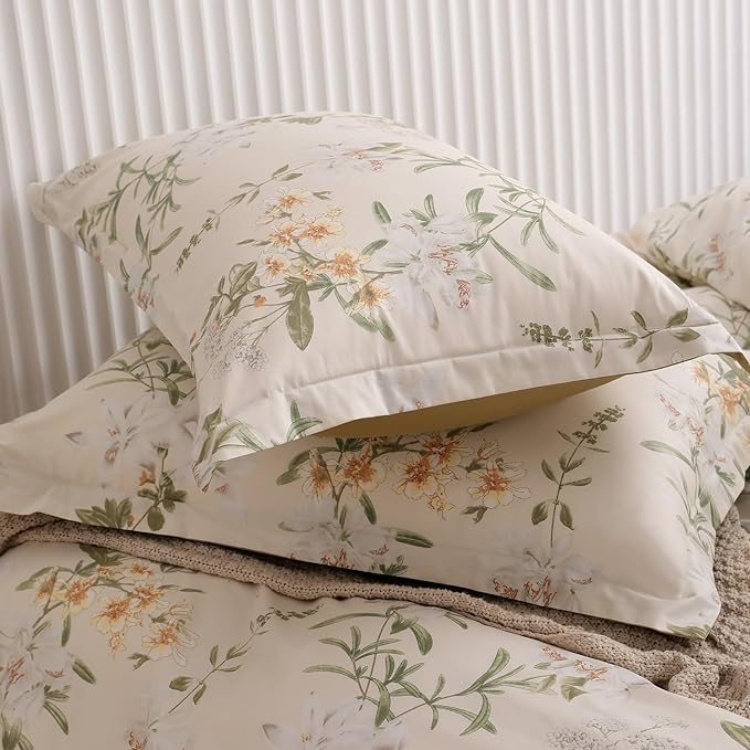 OAITE Duvet Cover Set Queen Size Floral Pattern 600 Thread Count Ultra Soft - Image 6