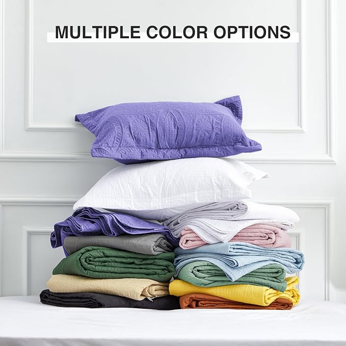 Love's cabin California King Size Quilt Bedding Set Deep Purple Bedspreads - Image 8