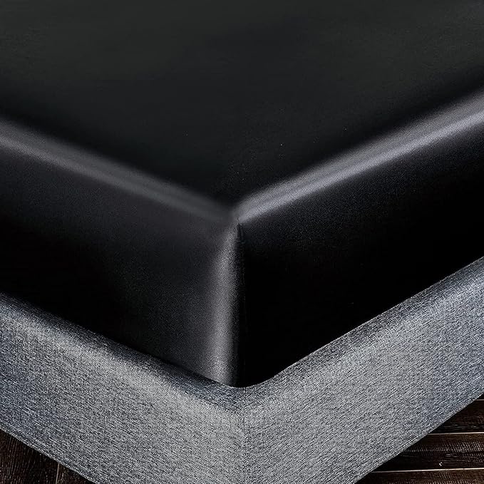 Homiest Black Satin Fitted Twin XL Size Deep Pocket Luxury & Ultra Soft Bedding - Image 3