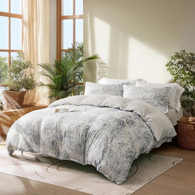 OAITE Duvet Cover King Size, Reversible Shallow Bottom Printing White Duvet - Image 2