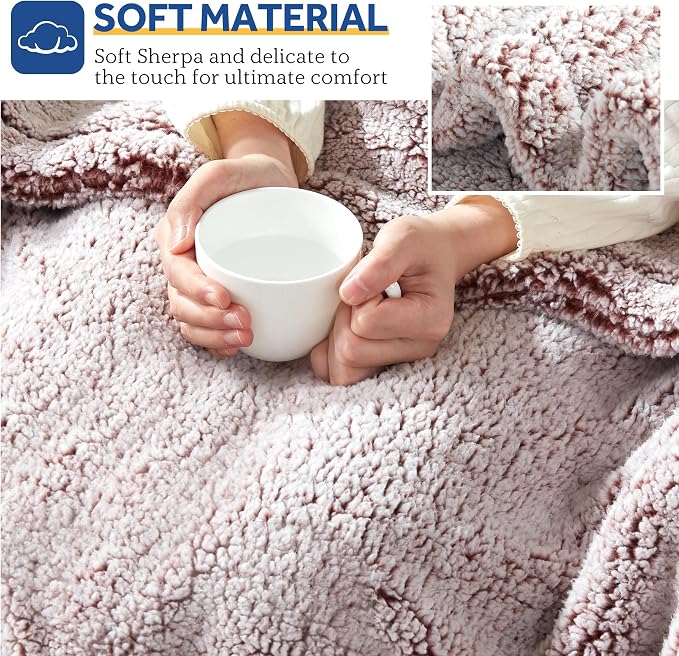 SEALY Electric Blanket Heated Throw 50"x60" Soft Double Sherpa Super Cozy - Image 7