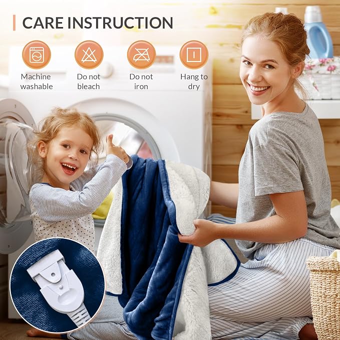 HOMLYNS LuxeHeat Heated Blanket Electric Blanket Full Size, Soft Flannel Sherpa - Image 9