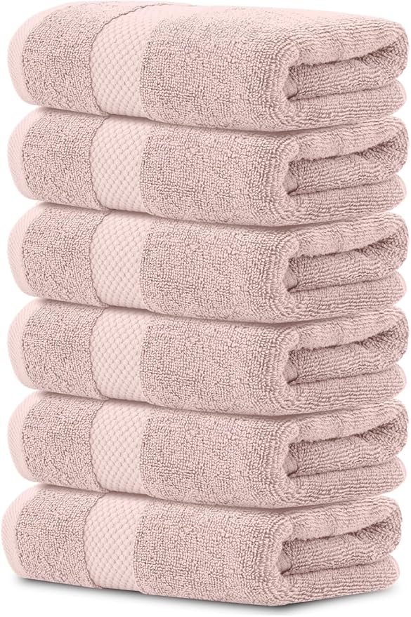 White Classic Luxury Pink Hand Towels by WhiteClassic