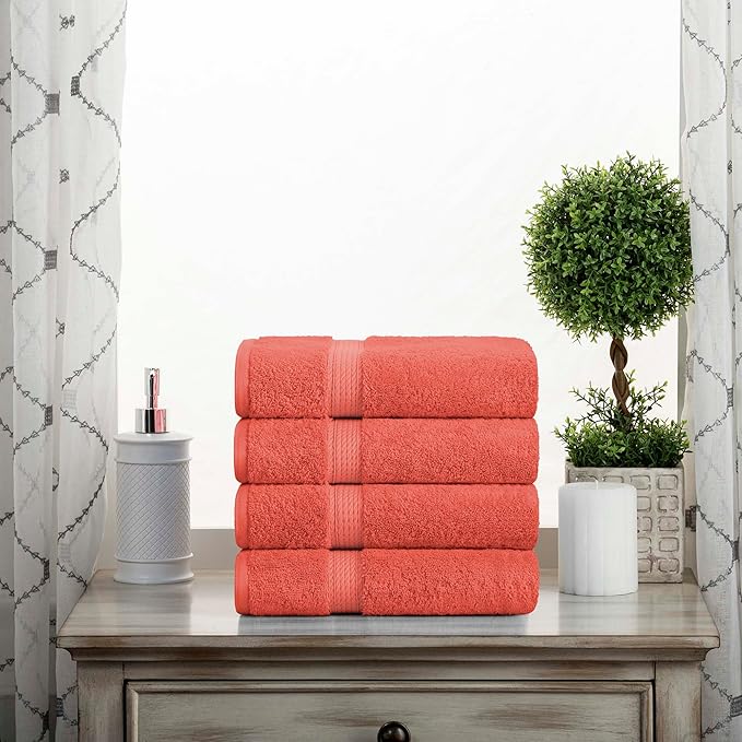 SUPERIOR Egyptian Cotton Pile Hand Towel Set of 4, Ultra Soft Luxury Towels by SUPERIOR