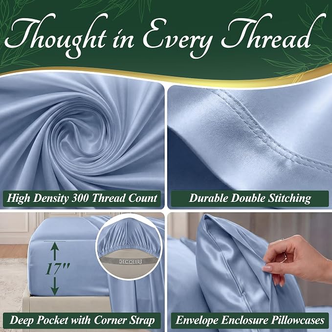DECOLURE 100% Viscose Derived from Bamboo Sheets Twin Size - Image 4