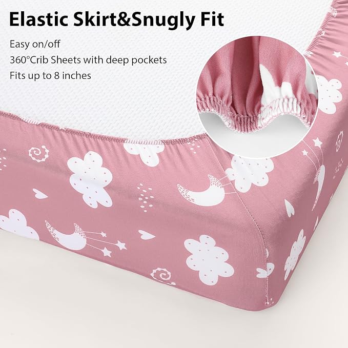Baby Crib Sheets Girl, 3 Pack Toddler Bed Sheets Fit - Image 5