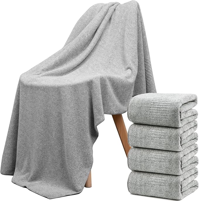 SEISSO 4 Pack Extra Large Bath Towels 63"x35", Bath Sheets by SEISSO