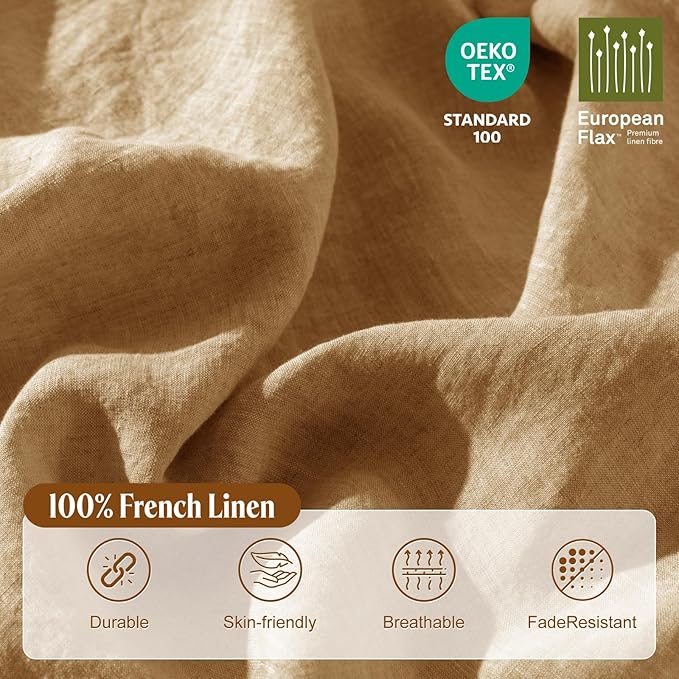 LBRO2M 100% France Linen Duvet Cover Set Queen Size 3 Pcs Natural Flax - Image 3
