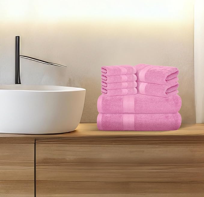 Avalon Towels Luxury 8 Piece Pink Towels Set, 2 Bath Towels, 2 Hand Towels and - Image 6