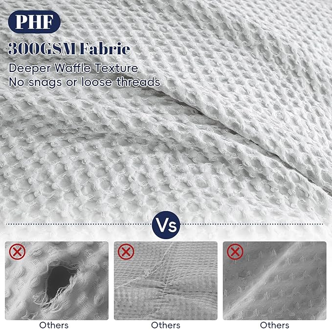 PHF Waffle Weave Duvet Cover Set Twin/Twin XL Size, No Snagging Soft Luxury - Image 3