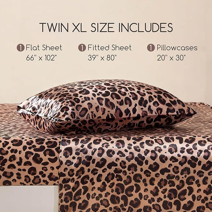 MR&HM Satin Bed Sheets, Twin XL Size Sheets Set - Image 7