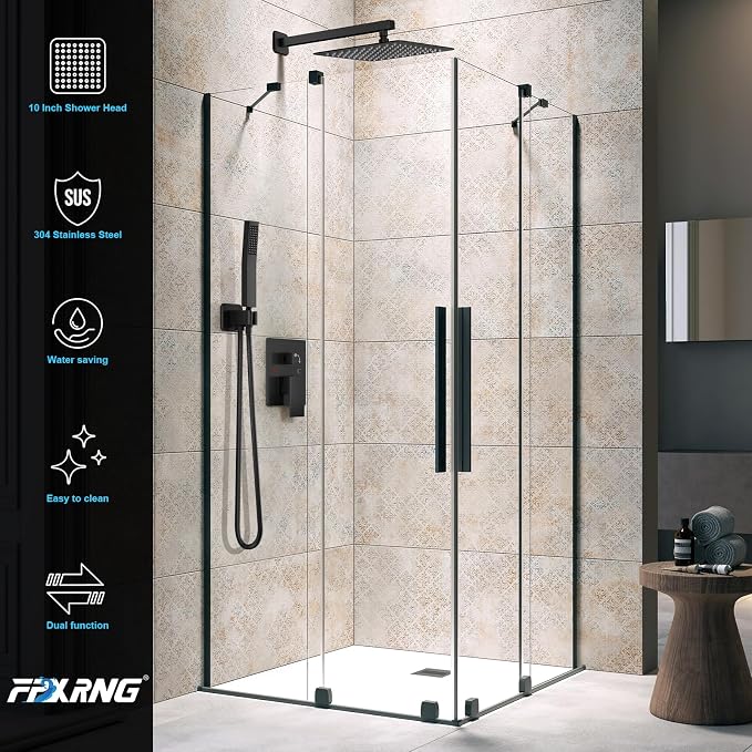 FPXRNG Black Shower Faucet Set, Rainfall Shower System - Image 5