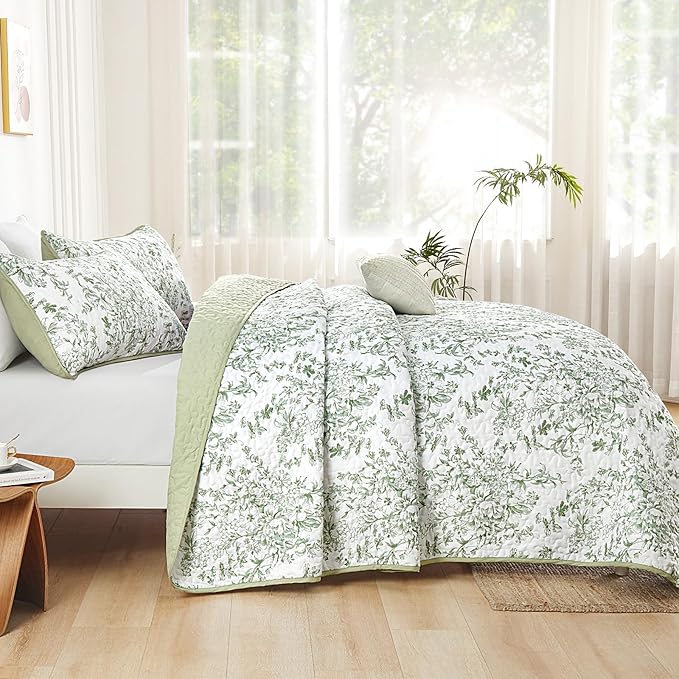 WONGS BEDDING Quilts Queen Size, Sage Green Quilt Bedding Set - Image 3