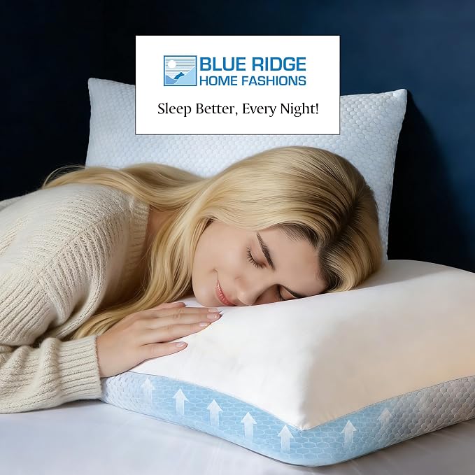 Blue Ridge Home Fashions Cooling Bed Pillows Queen Size Set of 2, Reversible - Image 8