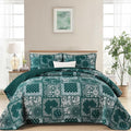 Cottolester King Quilt Set 3 Pieces, Emerald Green Patchwork Quilt Set by Cottolester