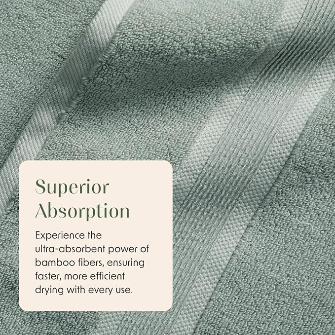 Springtree Home Luxury Bamboo Rayon Bath Towel Set of 4 | 35% Bamboo Rayon - Image 6