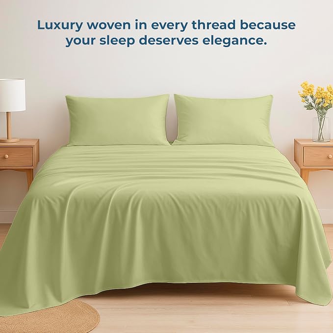 Royale Linens 100% Organic Cotton Queen Flat Sheet Only - Image 6