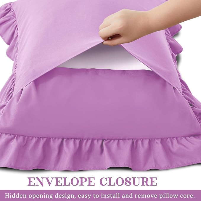 KKJIAF Ruffle Pillow Cases King Size Set of 2, Ruffled Pillow Covers - Image 5