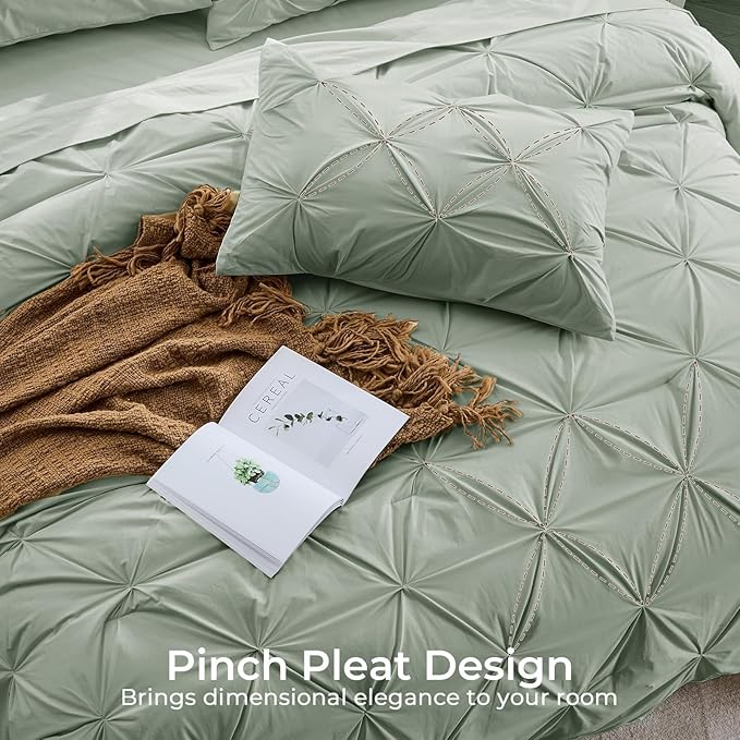 Sasttie California King Comforter Set, 7-Piece Bed in a Bag, Pintuck Bedding - Image 4