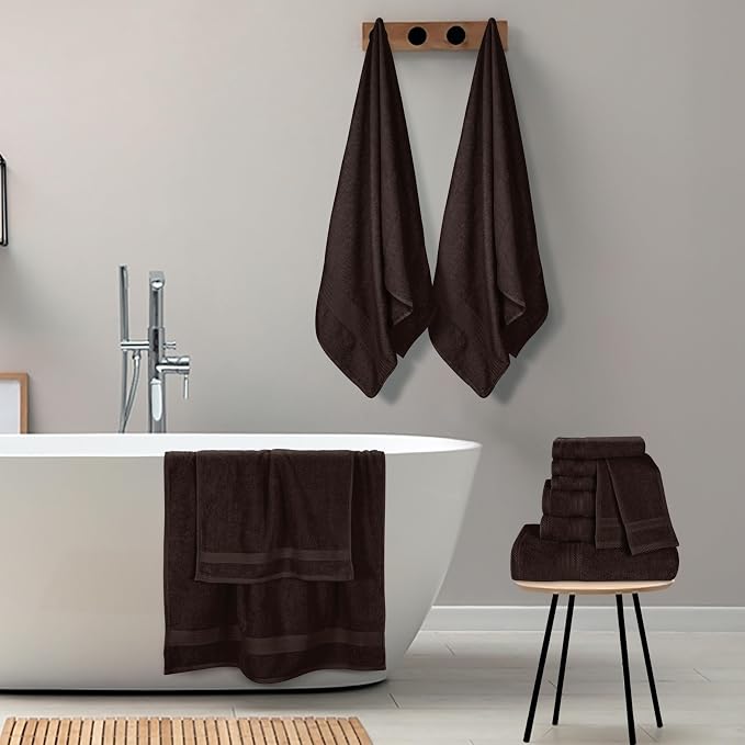 GLAMBURG Ultra Soft 24-Piece Towel Set- 100% Pure Ringspun Cotton, Contains 8 - Image 5