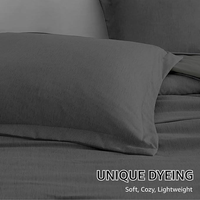 Monbix Full Size Comforter Set, Dark Grey Bedding Comforter - Image 6