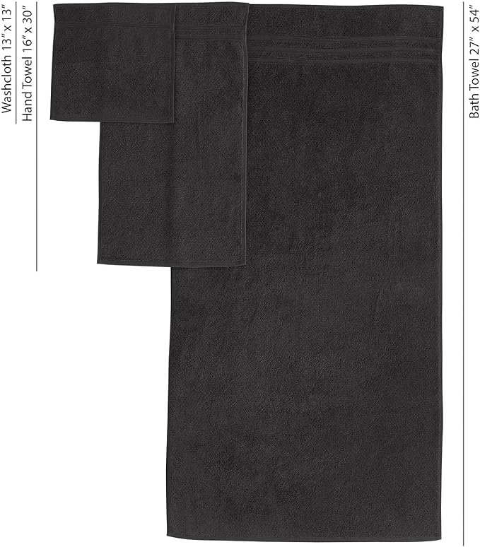Black 6 Pack Bath Towels Sets Linen - Image 6