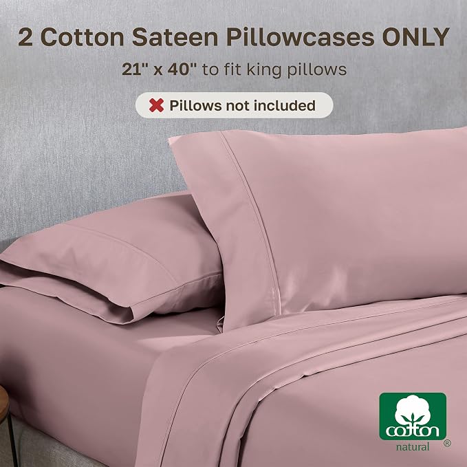 California Design Den Pillow Cases King Size Set of 2-400 Thread Count Sateen - Image 3