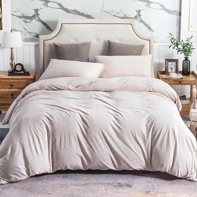 PURE ERA Jersey Knit Duvet Cover Set 100% T-Shirt Cotton Super Soft Comfy 2pc - Image 7